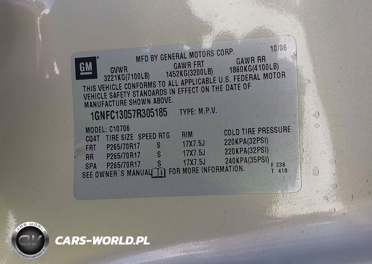 2007 Chevrolet Tahoe Lt VIN:1GNFC13057R305185 - 9