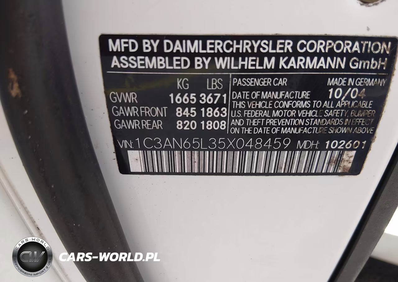 2005 Chrysler Crossfire Limited VIN:1C3AN65L35X048459 - 9