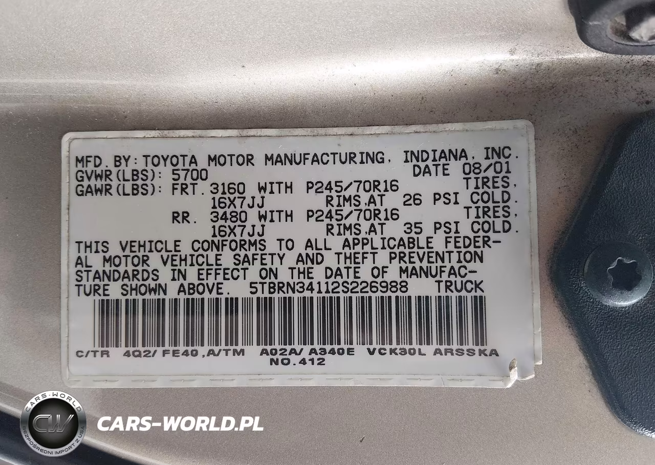 2002 Toyota Tundra Sr5 VIN:5TBRN34112S226988 - 9