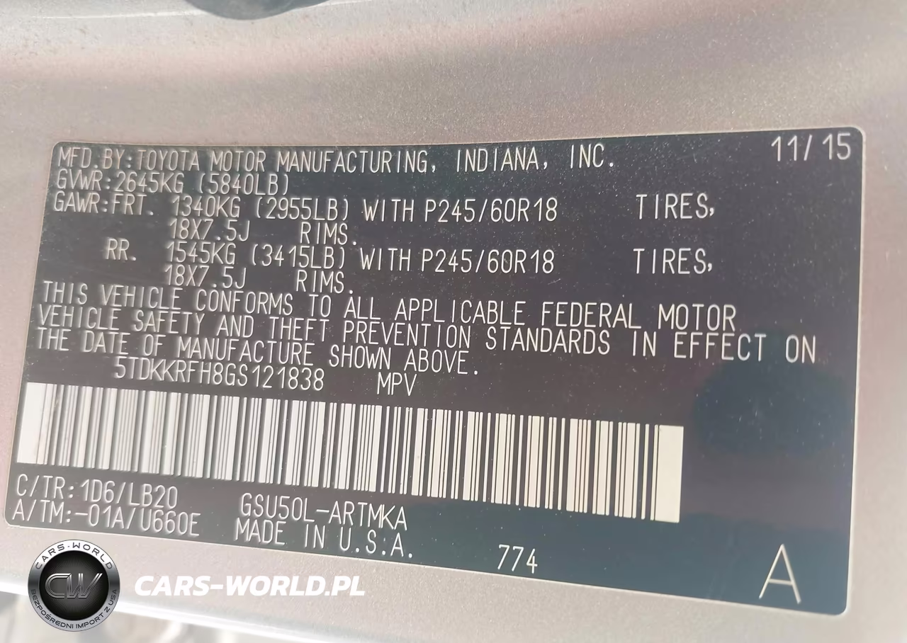 2016 Toyota Highlander Xle V6 VIN:5TDKKRFH8GS121838 - 9