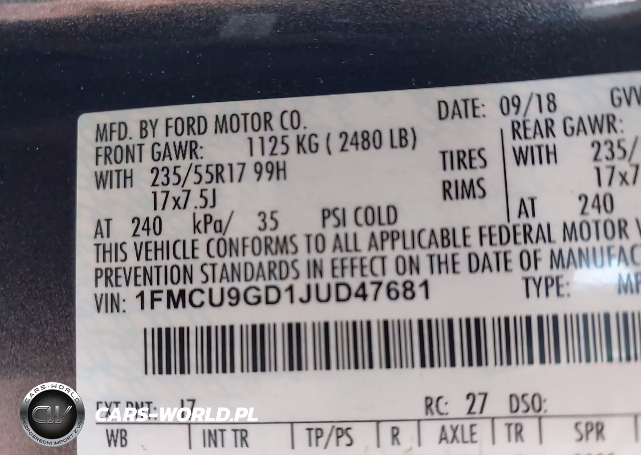 2018 Ford Escape Se VIN:1FMCU9GD1JUD47681 - 9