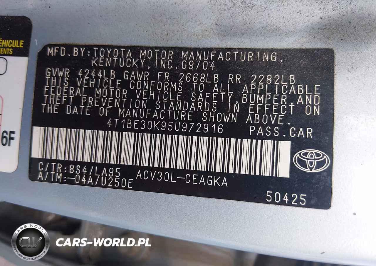 2005 Toyota Camry Xle VIN:4T1BE30K95U972916 - 9