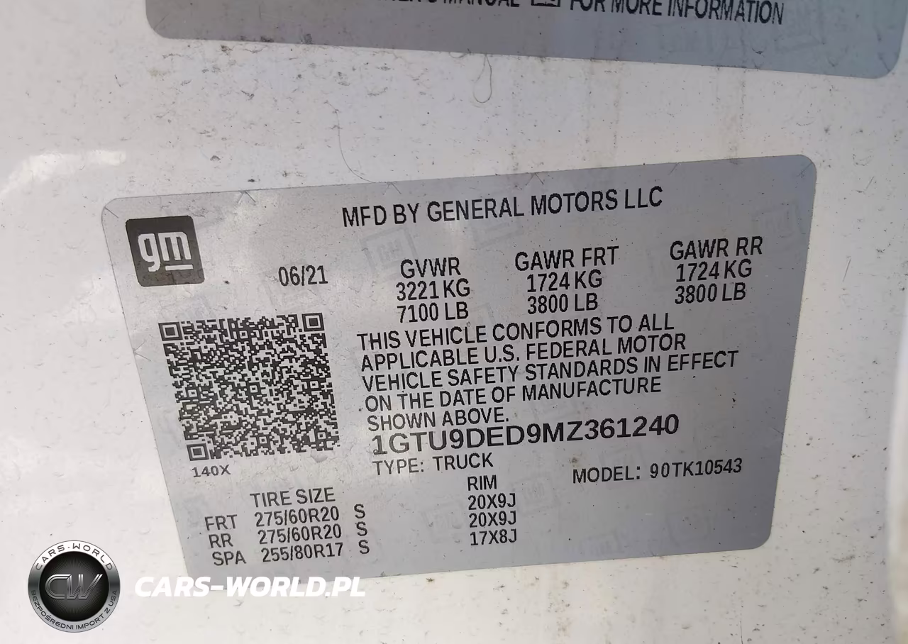 2021 GMC Sierra 1500 4Wd Short Box Slt VIN:1GTU9DED9MZ361240 - 9