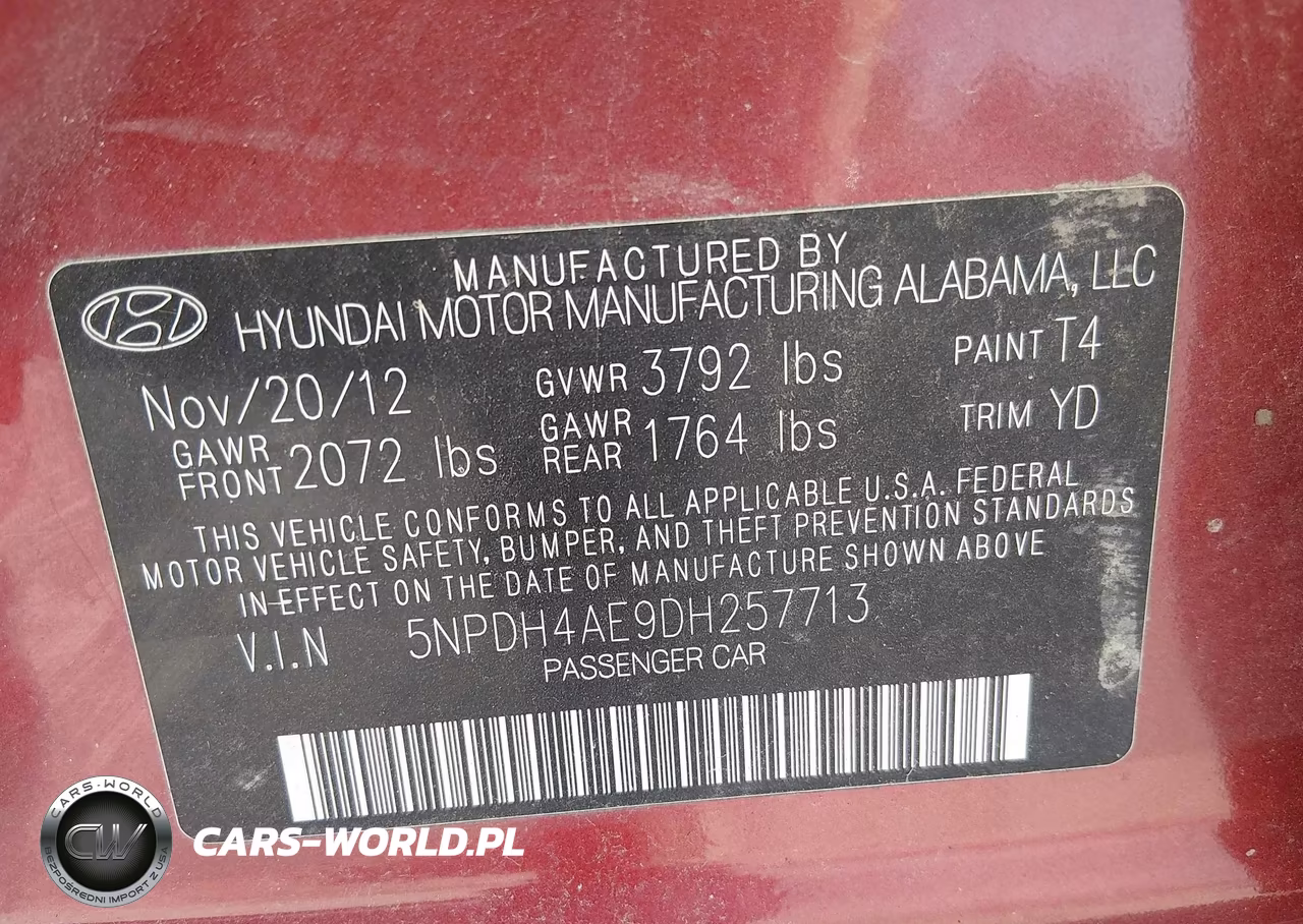 2013 Hyundai Elantra Gls VIN:5NPDH4AE9DH257713 - 9