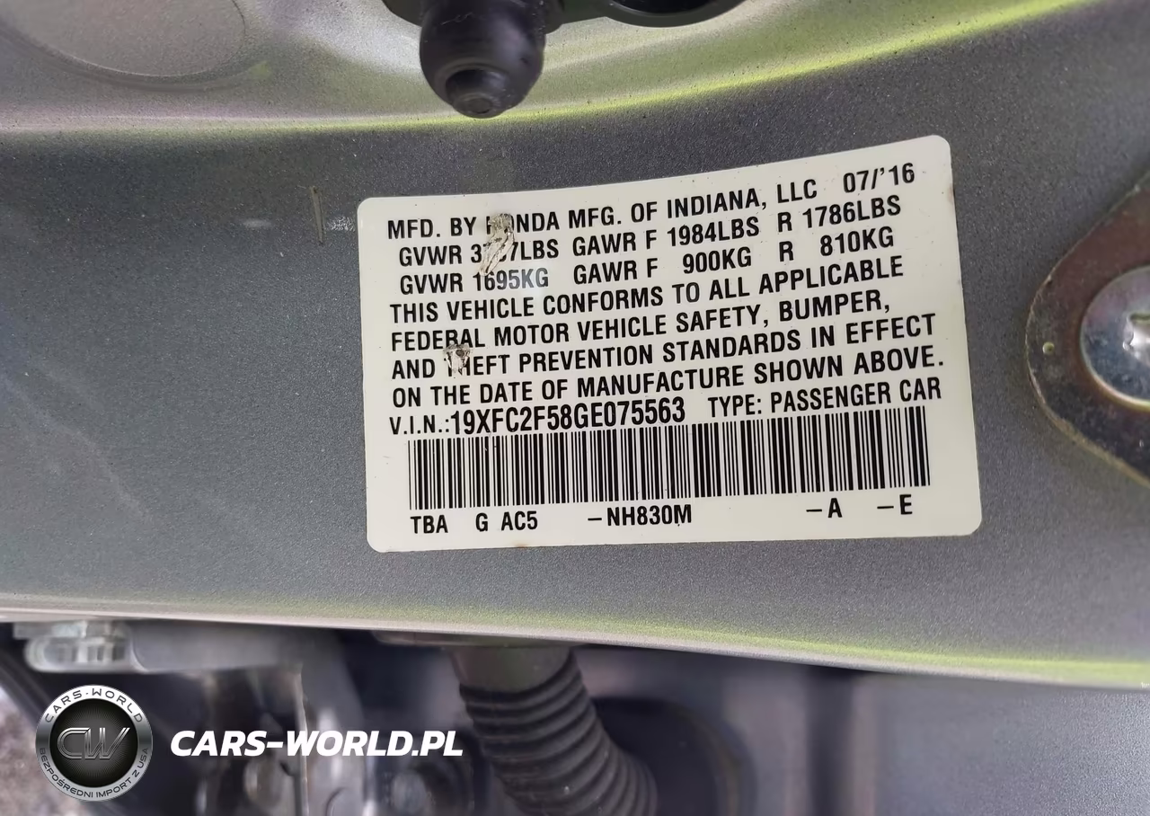 2016 Honda Civic Lx VIN:19XFC2F58GE075563 - 9