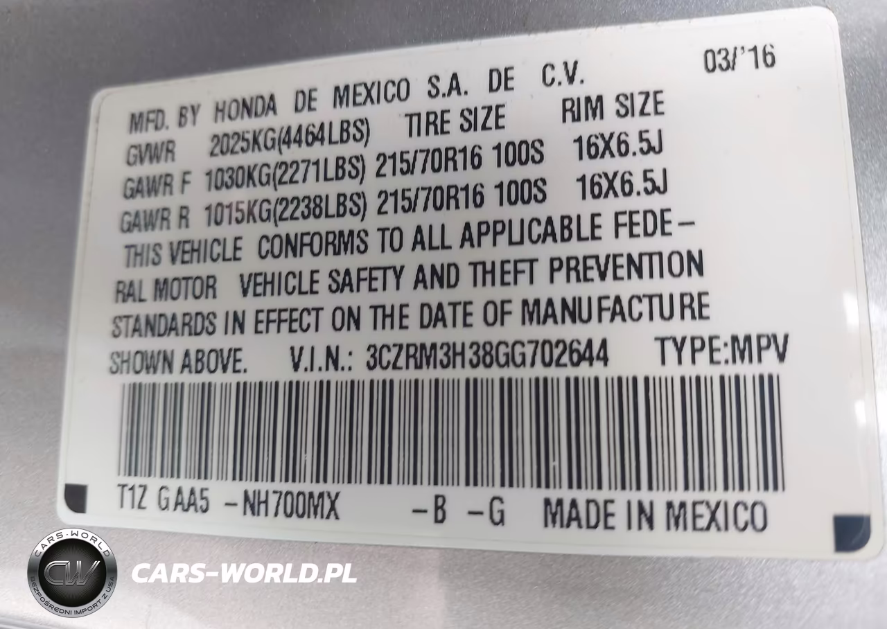 2016 Honda Cr-V Lx VIN:3CZRM3H38GG702644 - 9