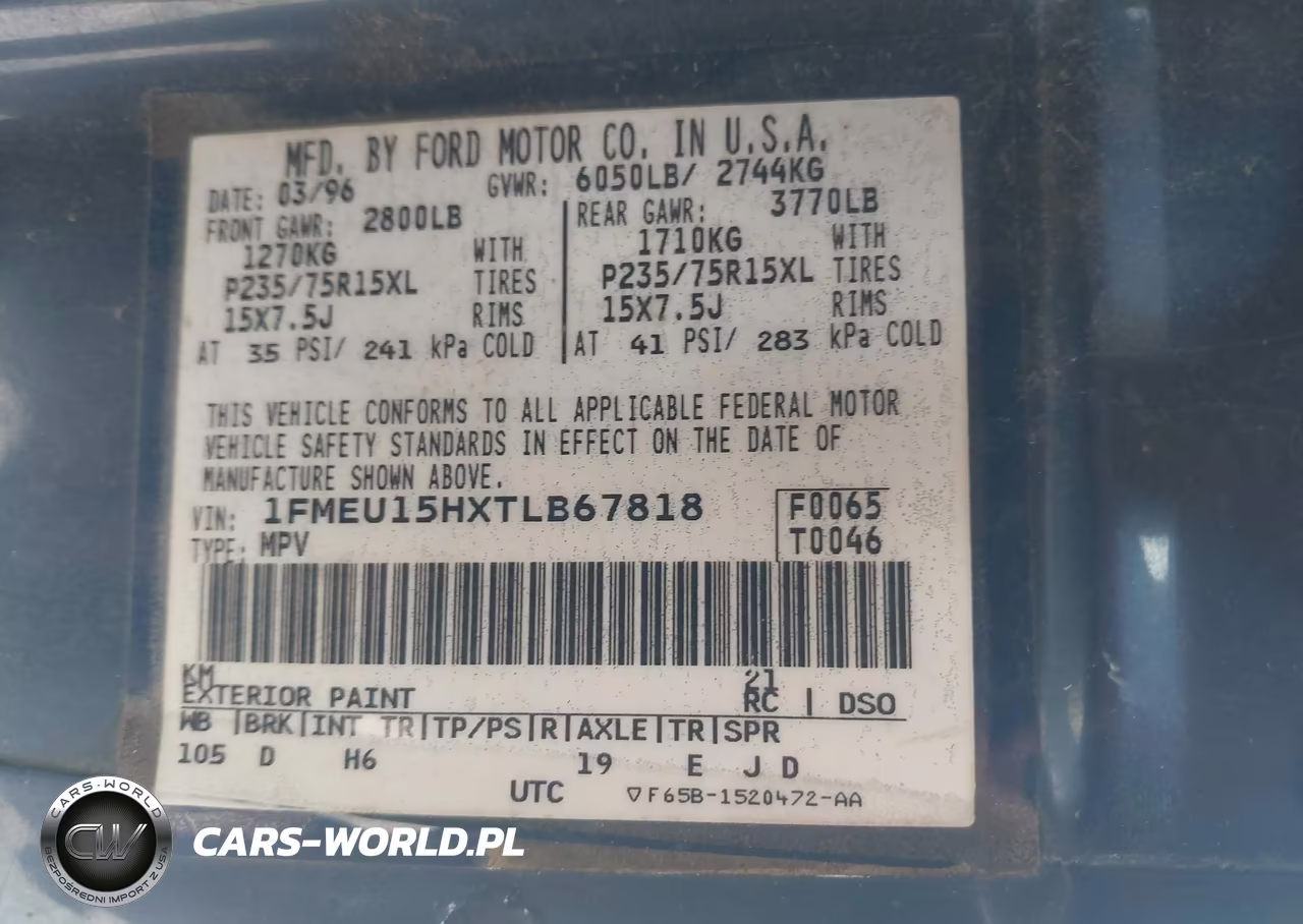 1996 Ford Bronco U100 VIN:1FMEU15HXTLB67818 - 9