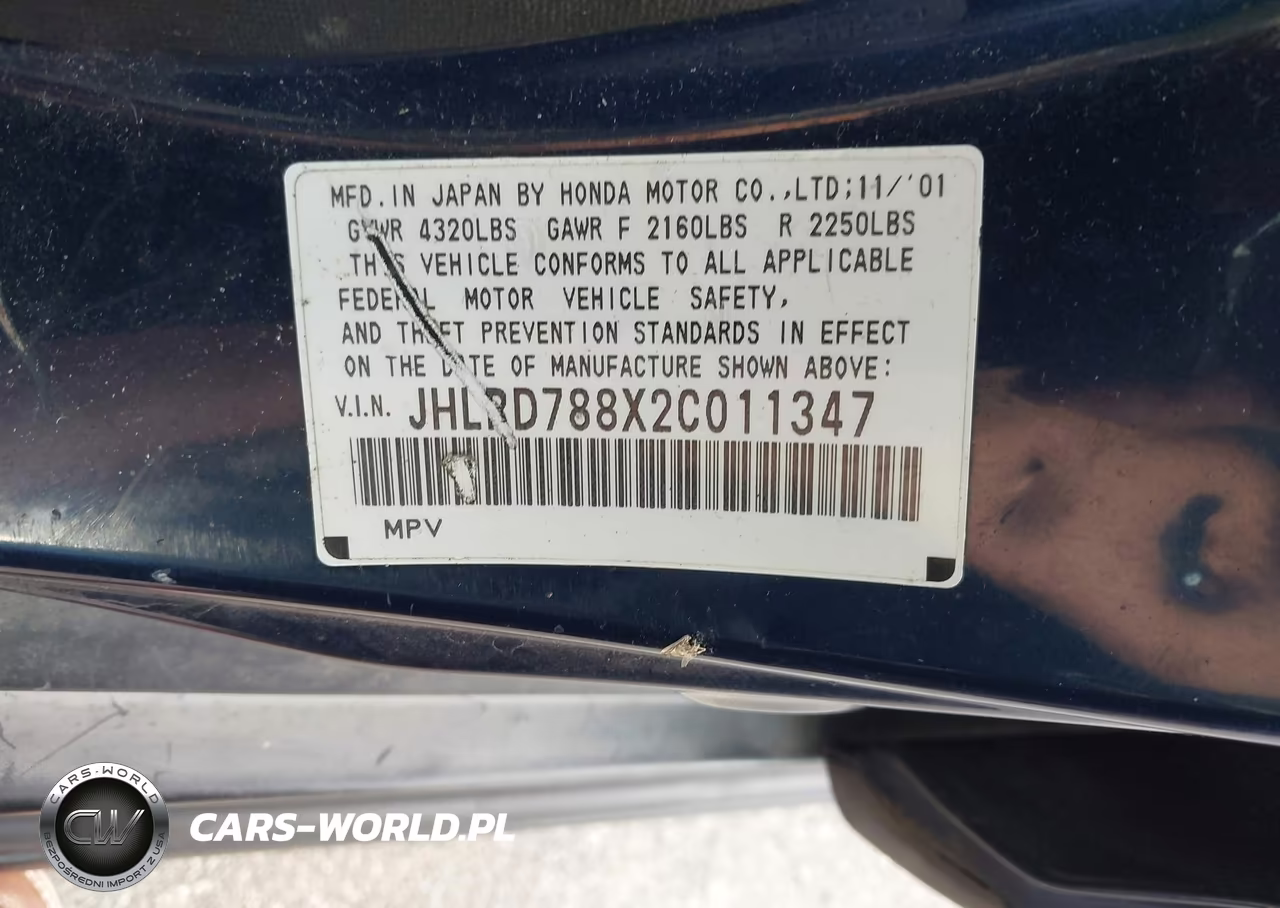 2002 Honda Cr-V Ex VIN:JHLRD788X2C011347 - 9