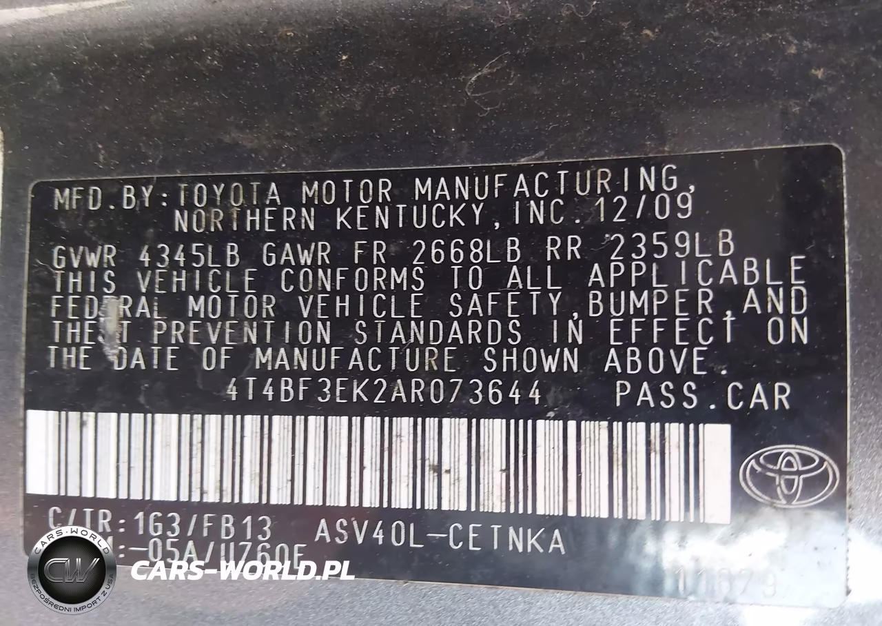 2010 Toyota Camry Le VIN:4T4BF3EK2AR073644 - 9
