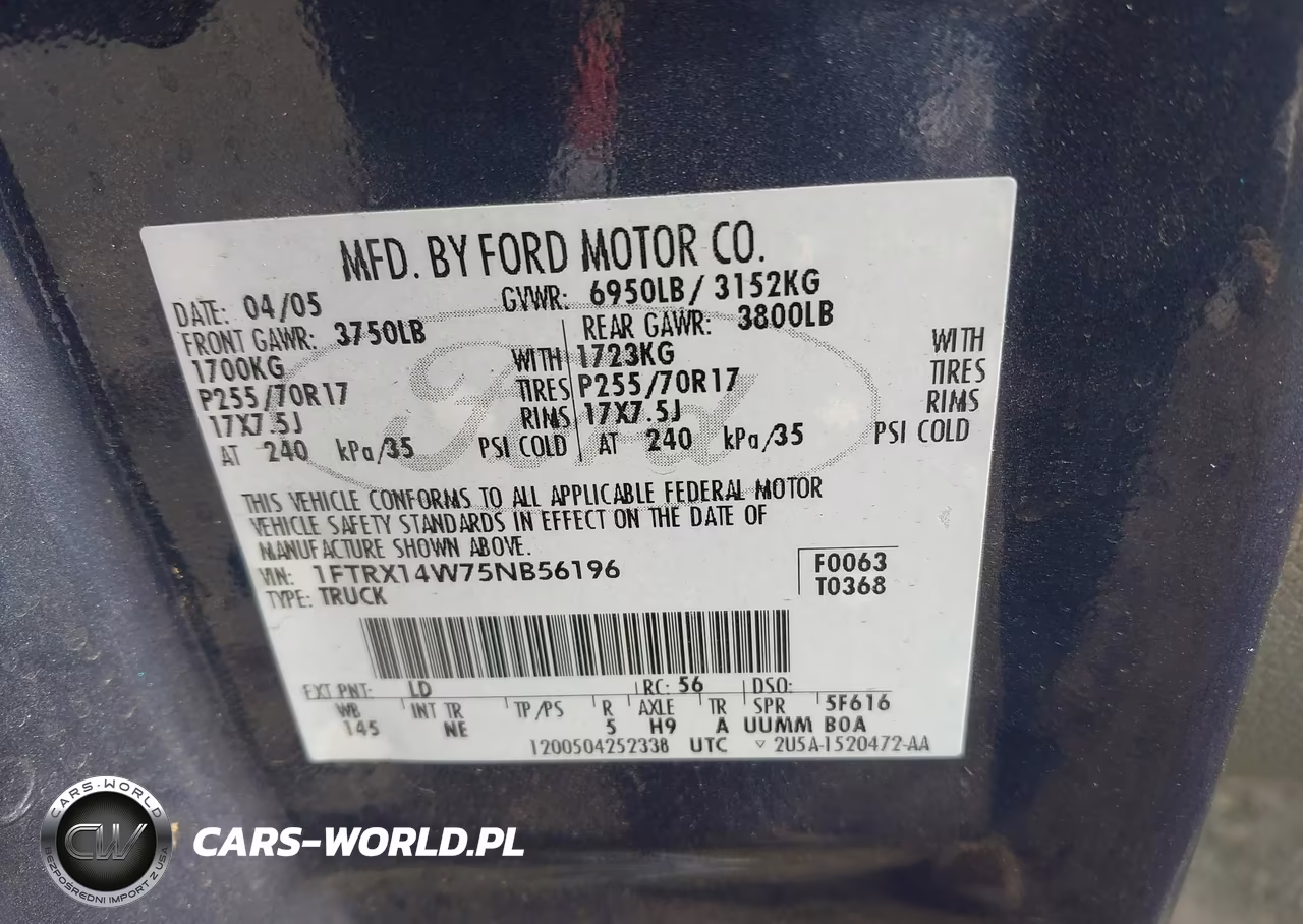 2005 Ford F-150 Stx-Xl-Xlt VIN:1FTRX14W75NB56196 - 9