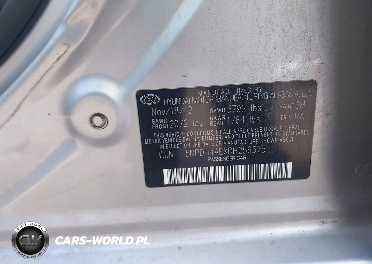 2013 Hyundai Elantra Gls VIN:5NPDH4AEXDH256375 - 9