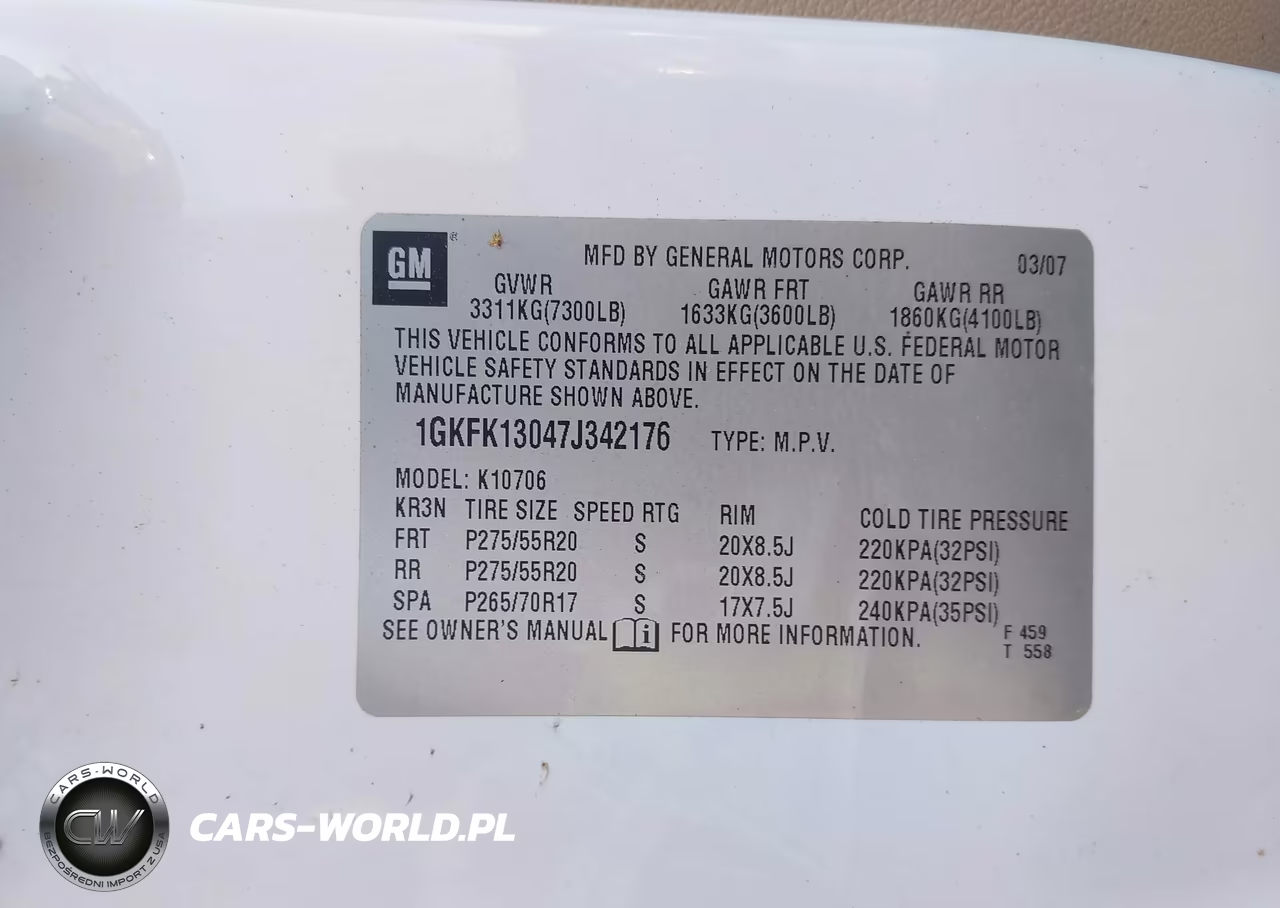 2007 GMC Yukon Slt VIN:1GKFK13047J342176 - 9