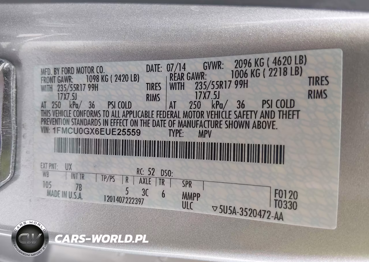 2014 Ford Escape Se VIN:1FMCU0GX6EUE25559 - 9