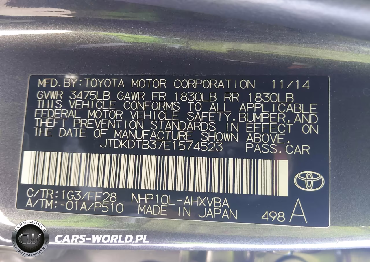 2014 Toyota Prius C Two VIN:JTDKDTB37E1574523 - 9