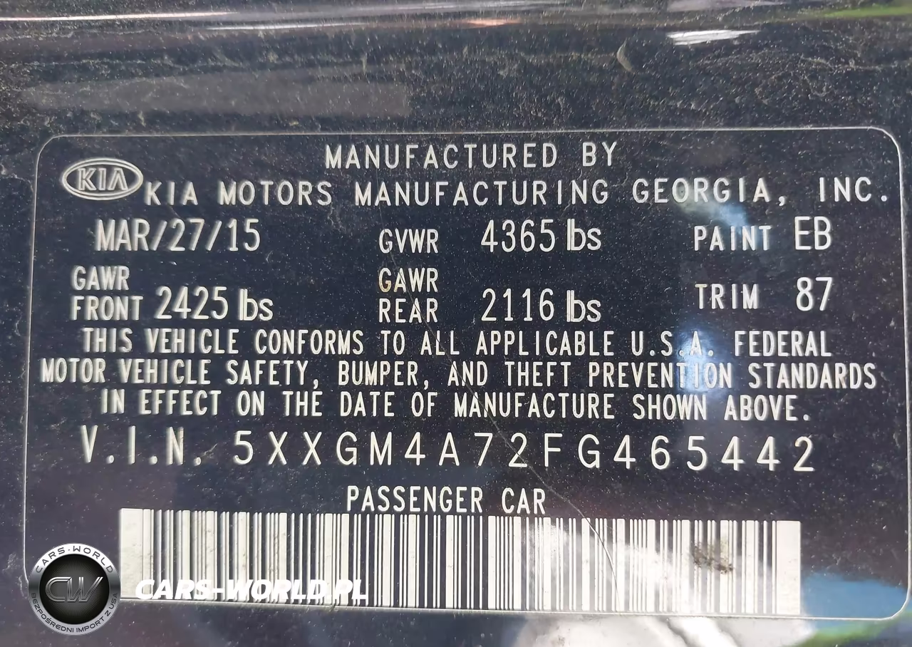 2015 Kia Optima Lx VIN:5XXGM4A72FG465442 - 9