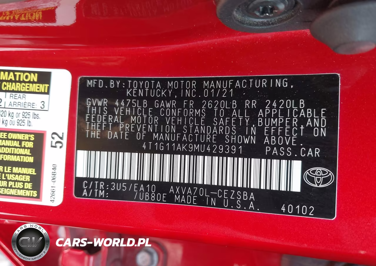 2021 Toyota Camry Se VIN:4T1G11AK9MU429391 - 9