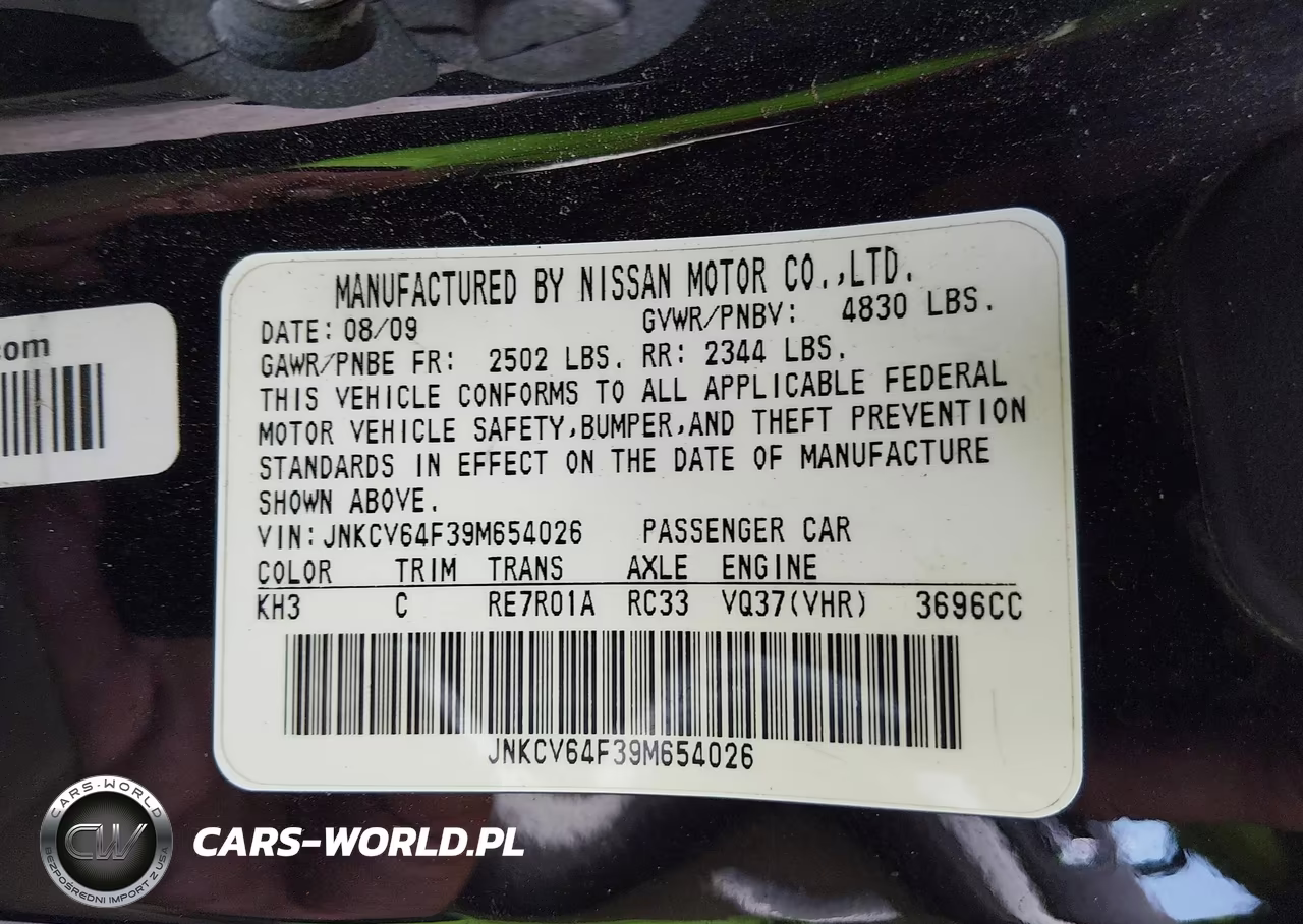 2009 Infiniti G37X VIN:JNKCV64F39M654026 - 9