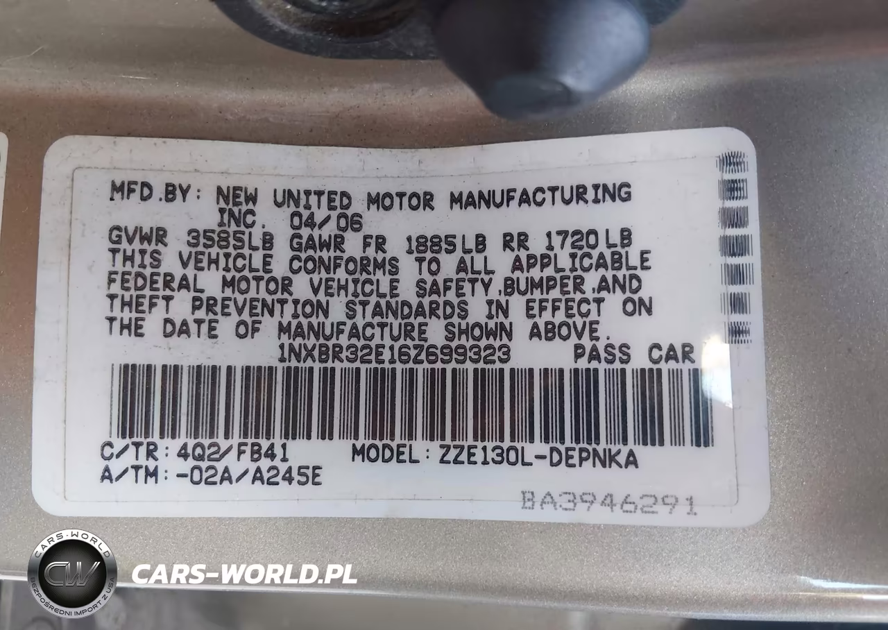 2006 Toyota Corolla Le VIN:1NXBR32E16Z699323 - 9