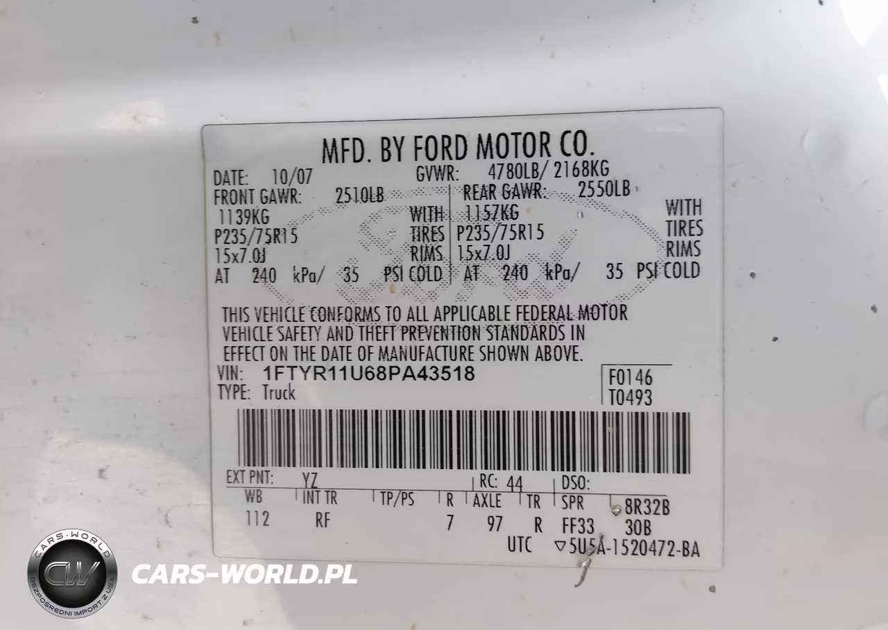 2008 Ford Ranger Sport-Xl-Xlt VIN:1FTYR11U68PA43518 - 9