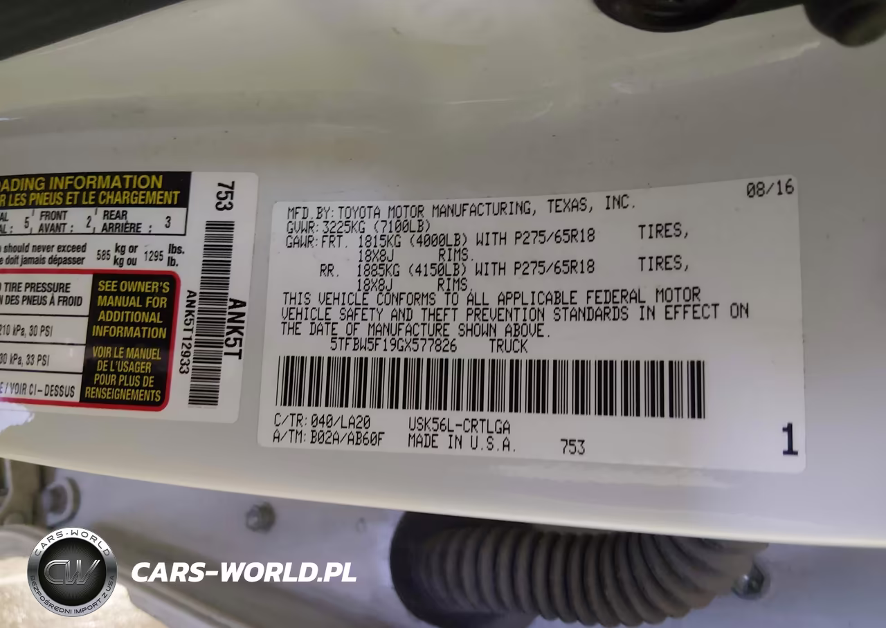 2016 Toyota Tundra Limited 5.7L V8 VIN:5TFBW5F19GX577826 - 9