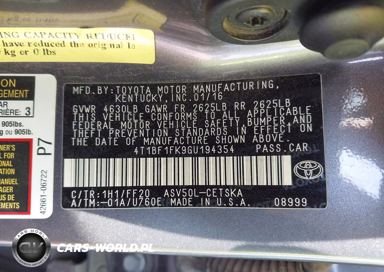 2016 Toyota Camry Se VIN:4T1BF1FK9GU194354 - 9