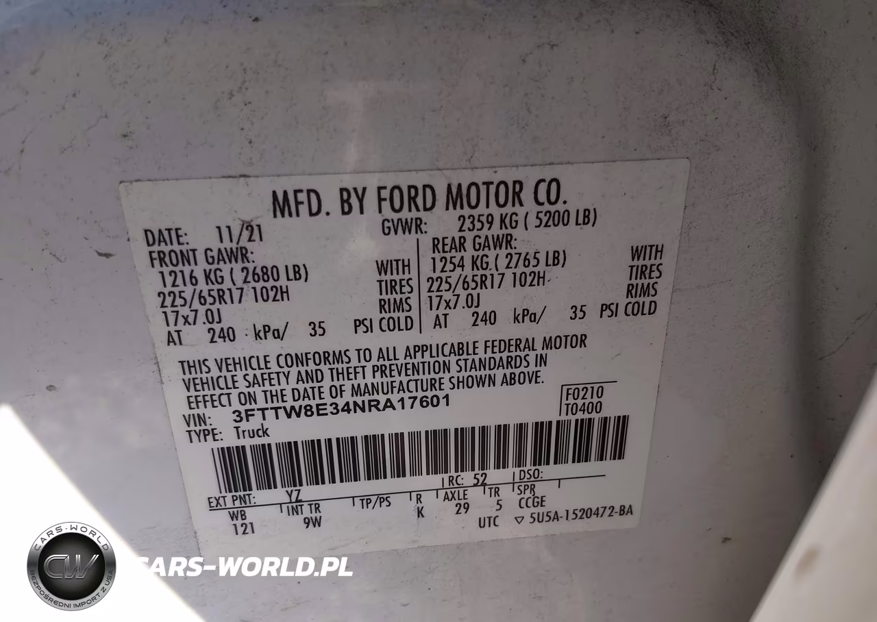 2022 Ford Maverick Xl VIN:3FTTW8E34NRA17601 - 9