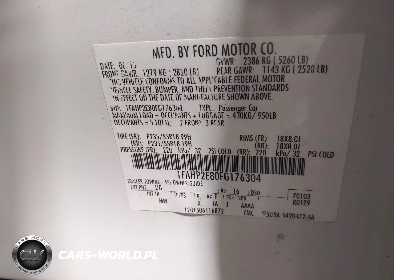 2015 Ford Taurus Sel VIN:1FAHP2E80FG176304 - 9