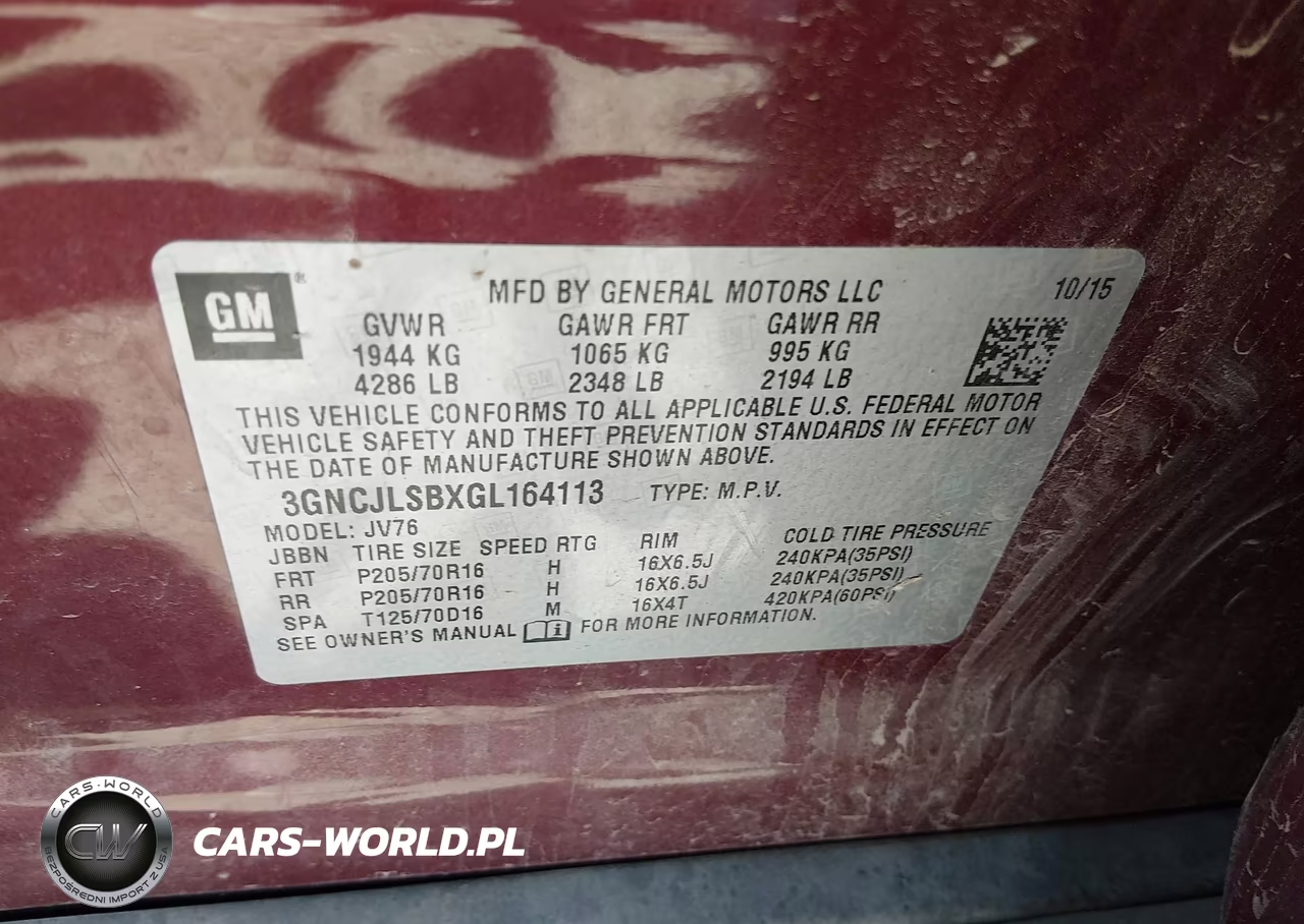 2016 Chevrolet Trax Lt VIN:3GNCJLSBXGL164113 - 9