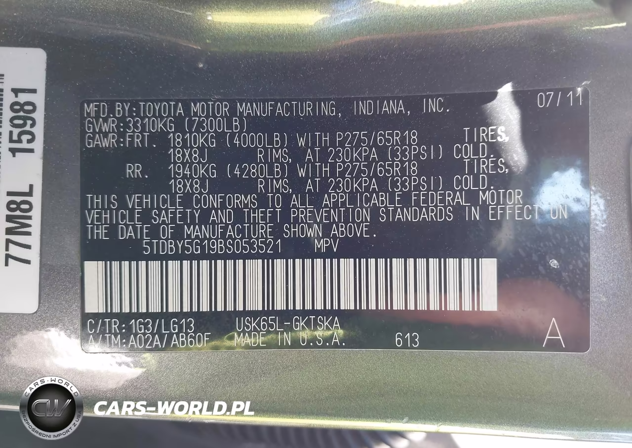 2011 Toyota Sequoia Sr5 5.7L V8 VIN:5TDBY5G19BS053521 - 9