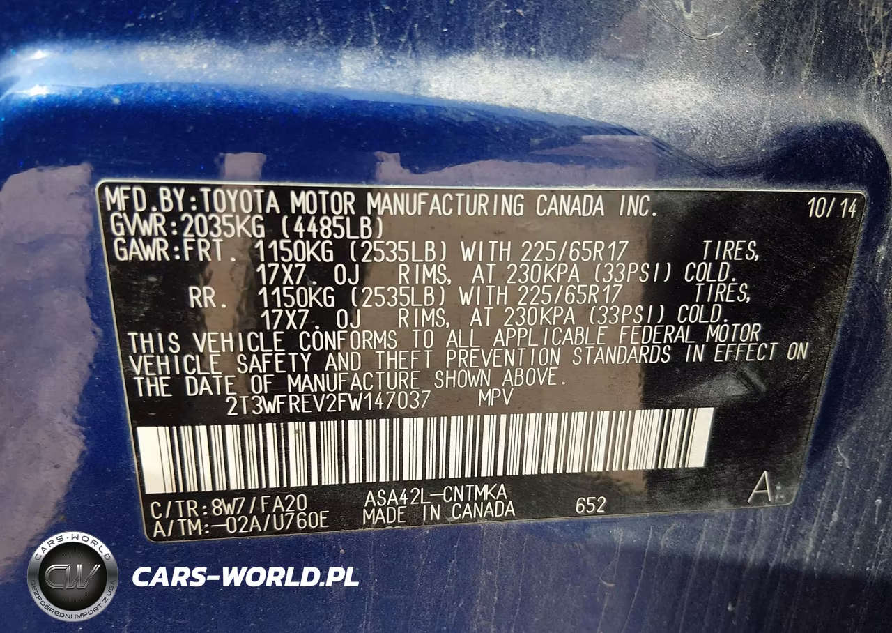 2015 Toyota Rav4 Xle VIN:2T3WFREV2FW147037 - 8
