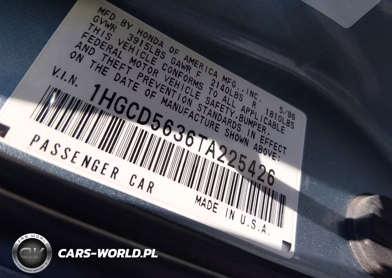 1996 Honda Accord Lx-Ex VIN:1HGCD5636TA225426 - 9