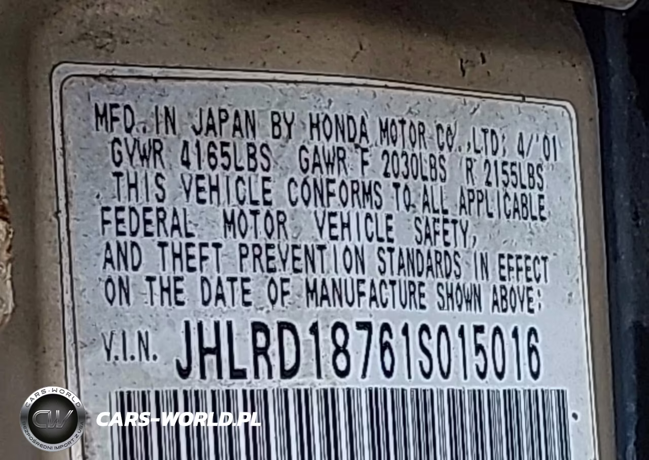 2001 Honda Cr-V Special Edition VIN:JHLRD18761S015016 - 9