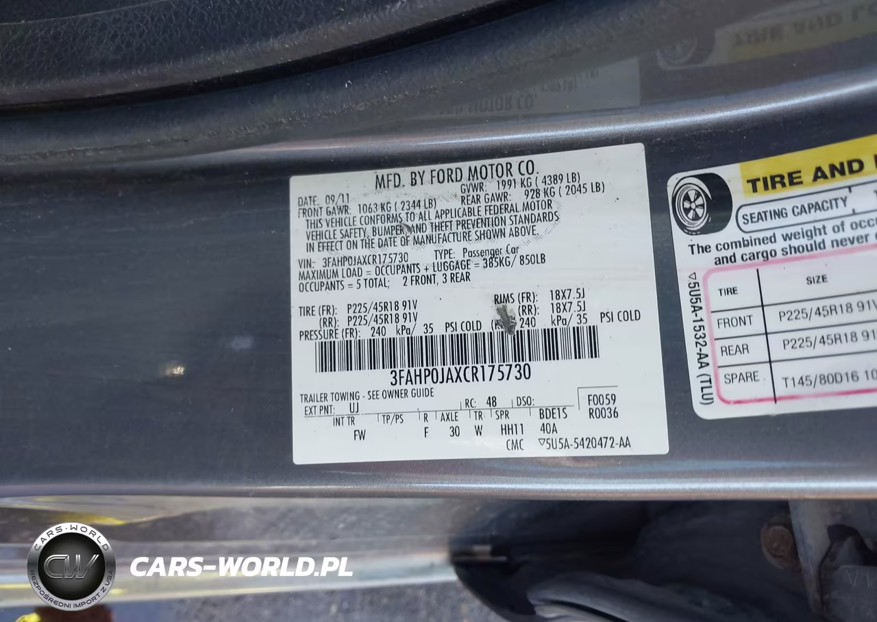 2012 Ford Fusion Sel VIN:3FAHP0JAXCR175730 - 9
