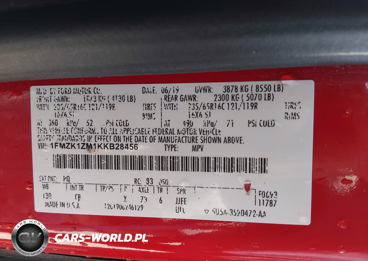 2019 Ford Transit-150 Xl VIN:1FMZK1ZM1KKB28456 - 9