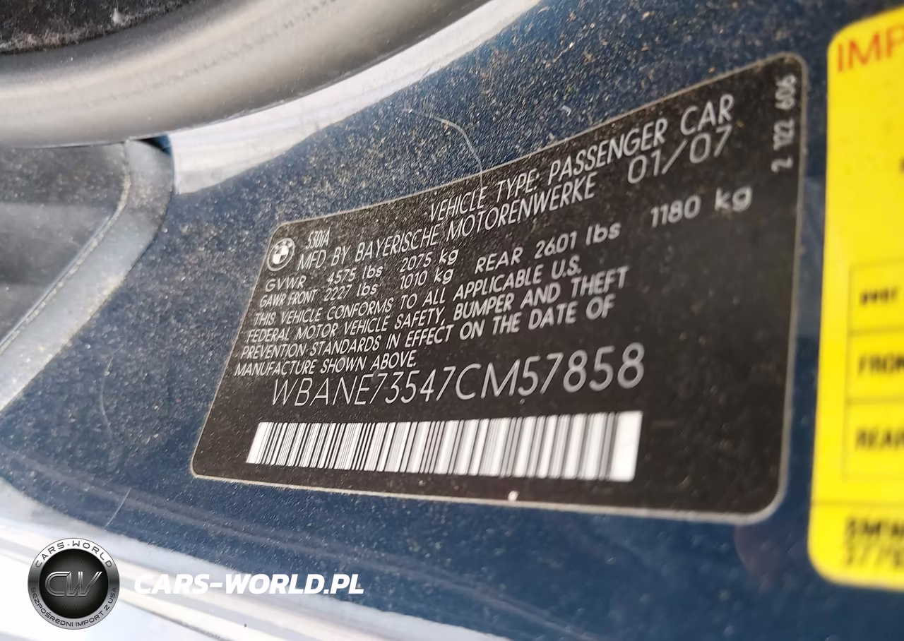 2007 BMW 530I VIN:WBANE73547CM57858 - 9