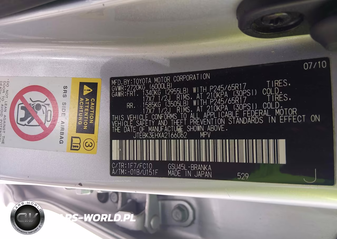 2010 Toyota Highlander Base V6 VIN:JTEBK3EHXA2166062 - 9