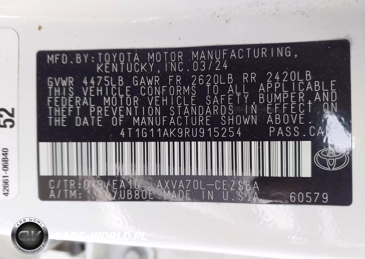 2024 Toyota Camry Se VIN:4T1G11AK9RU915254 - 9