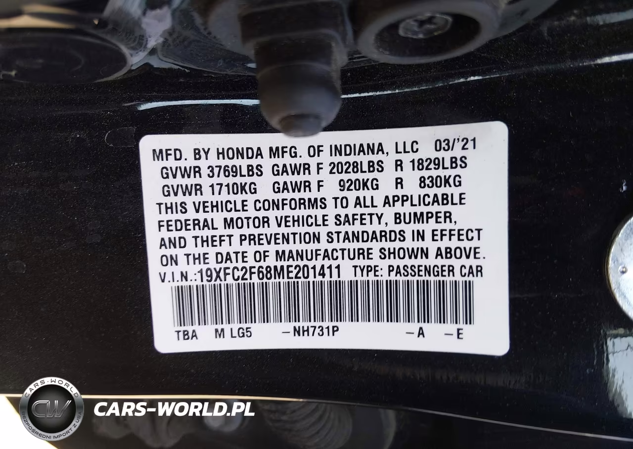 2021 Honda Civic Lx VIN:19XFC2F68ME201411 - 9