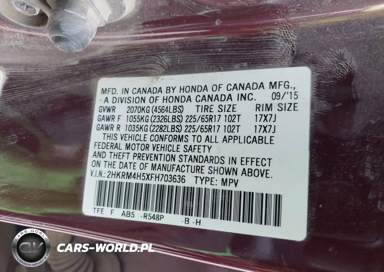 2015 Honda Cr-V Ex VIN:2HKRM4H5XFH703636 - 9