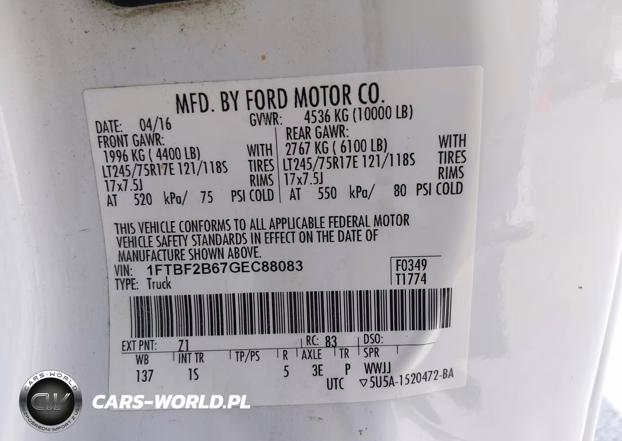 2016 Ford F-250 Xl VIN:1FTBF2B67GEC88083 - 9