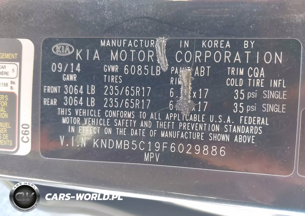 2015 Kia Sedona Lx VIN:KNDMB5C19F6029886 - 9