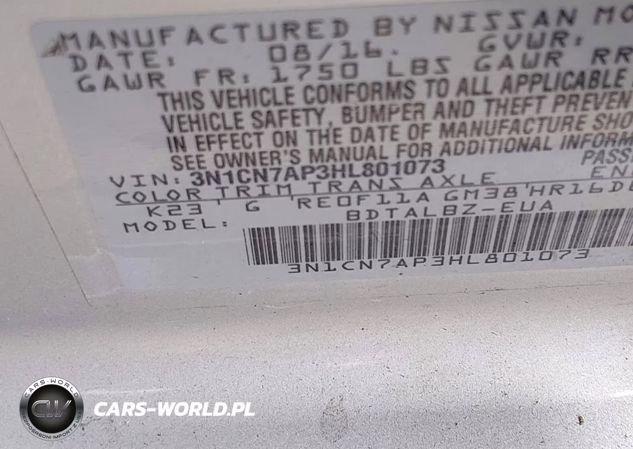 2017 Nissan Versa 1.6 S-1.6 S+-1.6 Sl-1.6 Sv VIN:3N1CN7AP3HL801073 - 9