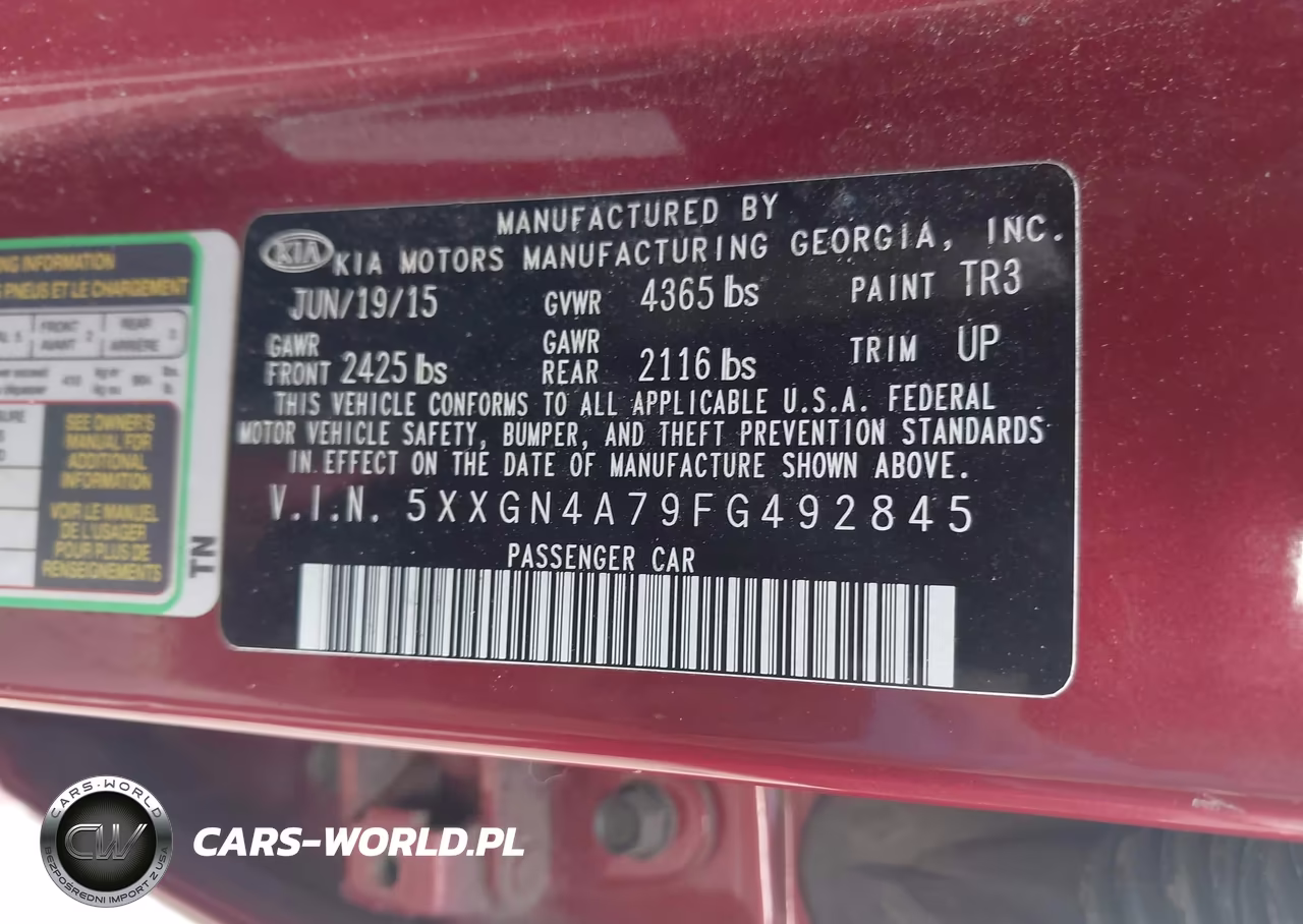 2015 Kia Optima Ex VIN:5XXGN4A79FG492845 - 9