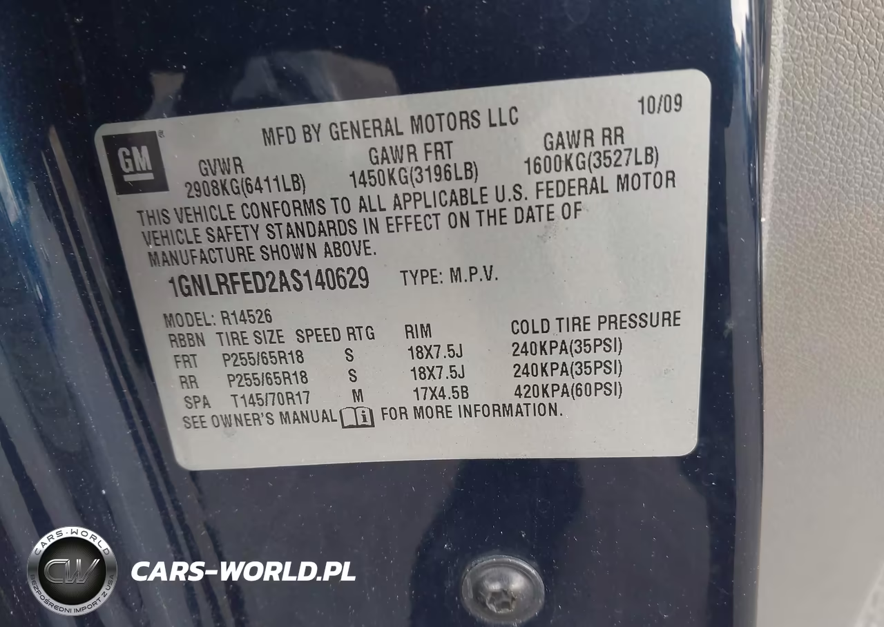 2010 Chevrolet Traverse Lt VIN:1GNLRFED2AS140629 - 9