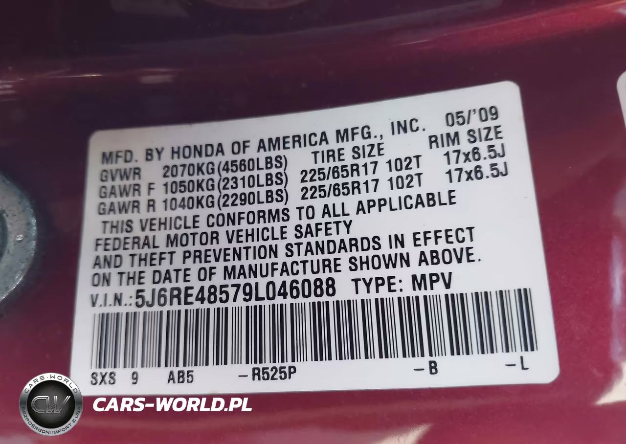 2009 Honda Cr-V Ex VIN:5J6RE48579L046088 - 9