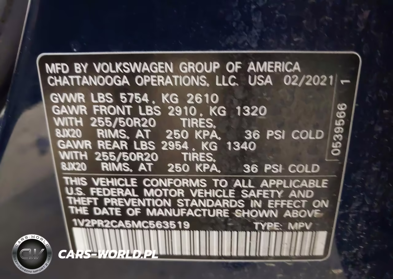 2021 Volkswagen Atlas 3.6L V6 Se W-Technology R-Line VIN:1V2PR2CA5MC563519 - 9