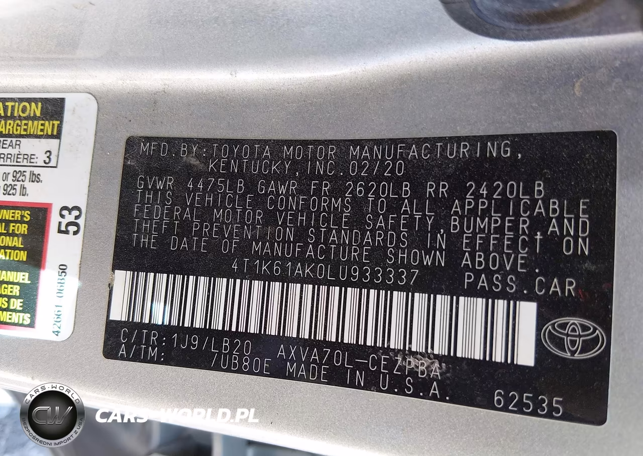 2020 Toyota Camry Xse VIN:4T1K61AK0LU933337 - 9