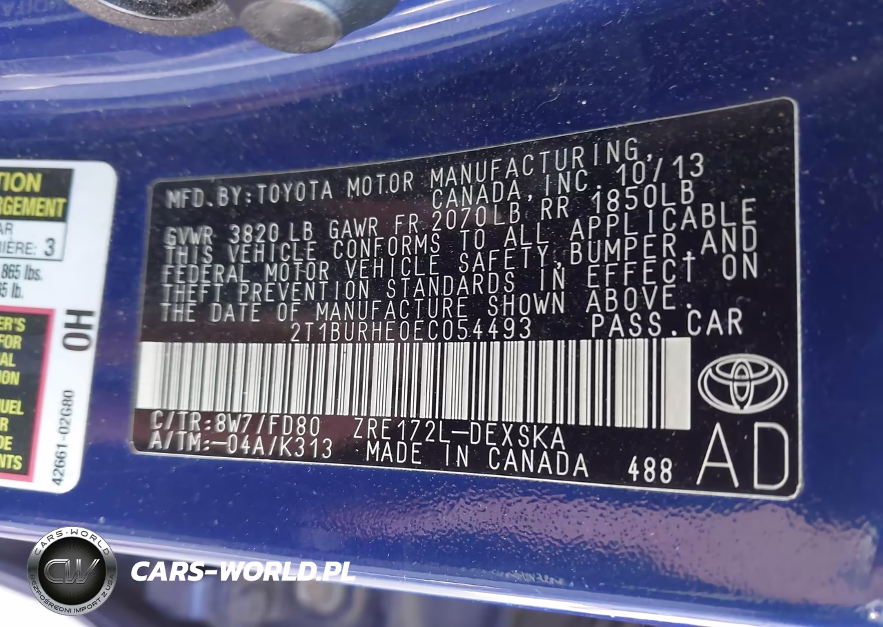 2014 Toyota Corolla S Plus VIN:2T1BURHE0EC054493 - 9