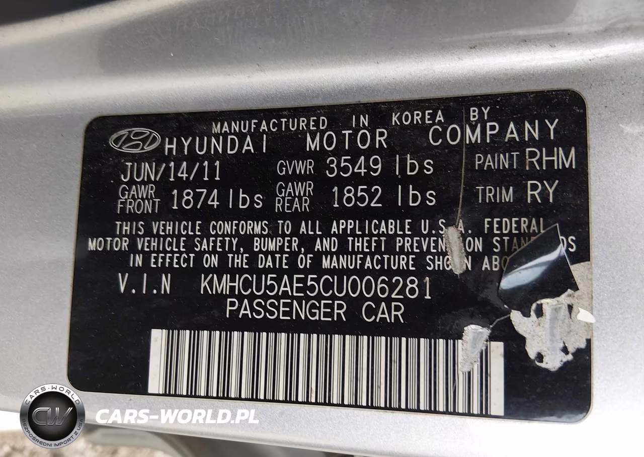 2012 Hyundai Accent Se VIN:KMHCU5AE5CU006281 - 9