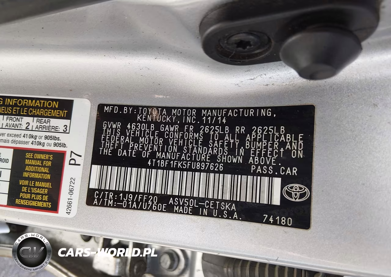 2015 Toyota Camry Se VIN:4T1BF1FK5FU897626 - 9